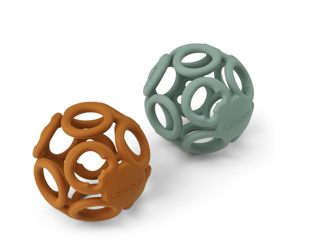Jasmin Teether Ball 2pk. Mustard/Peppermint Mix