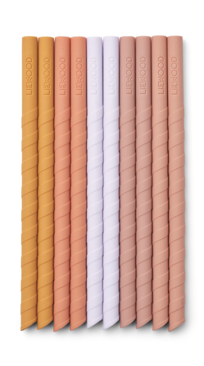 Timoti Silikonsugerør 10 pk - Yellow Mellow Multi Mix