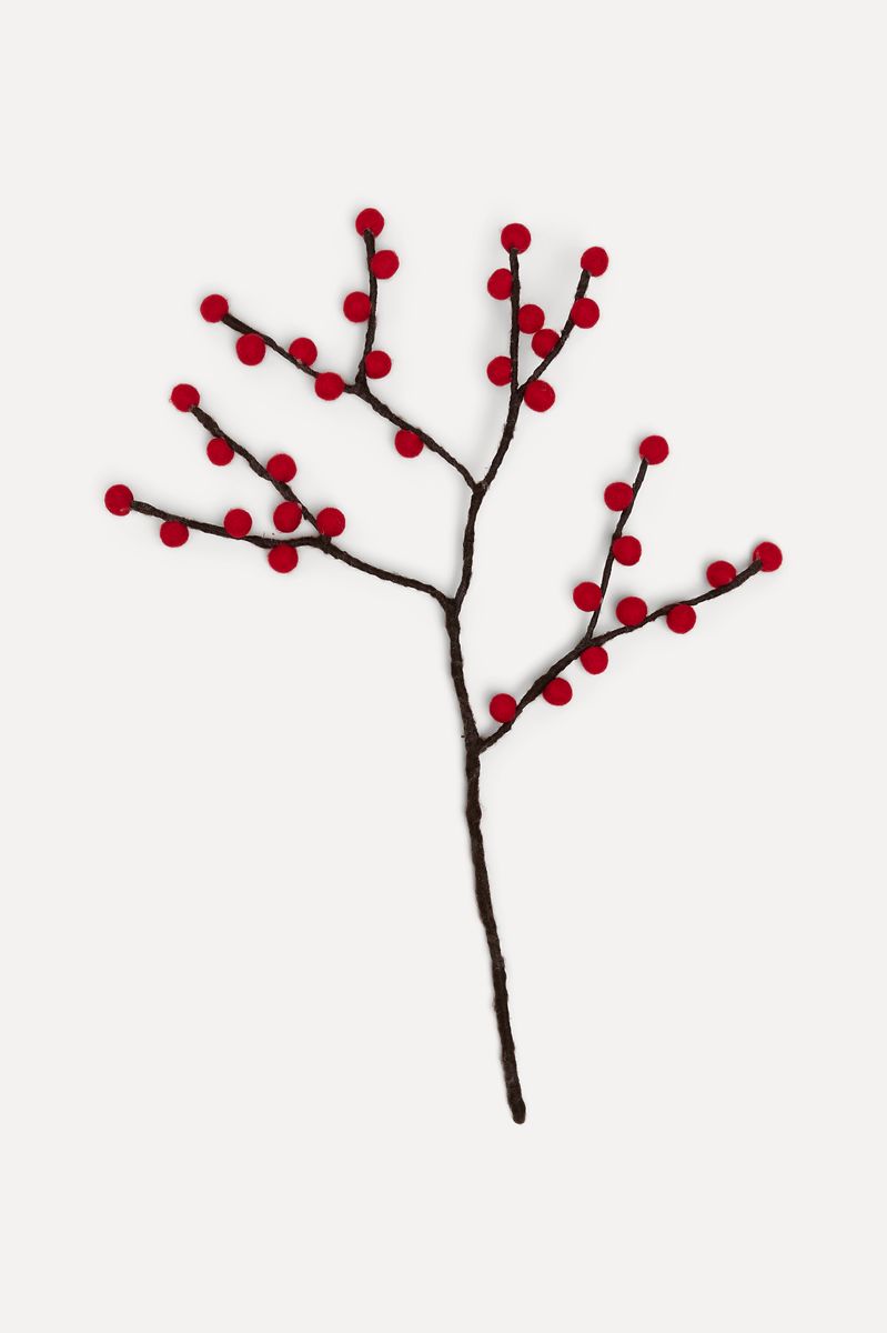 Ullfilt Grein med Bær, Brun/Rød 46cm